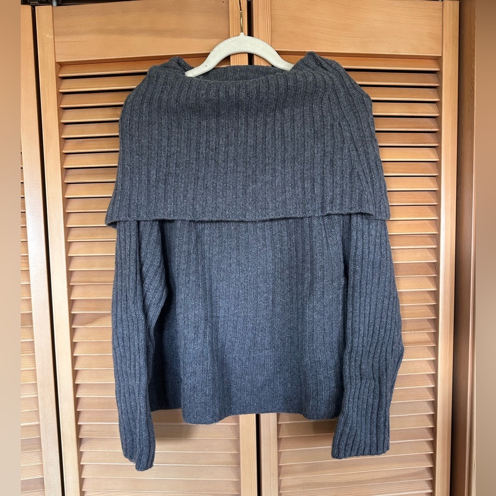 Mara Hoffman Cozy Off-Shoulder Ribbed Women's Sweater - Charcoal